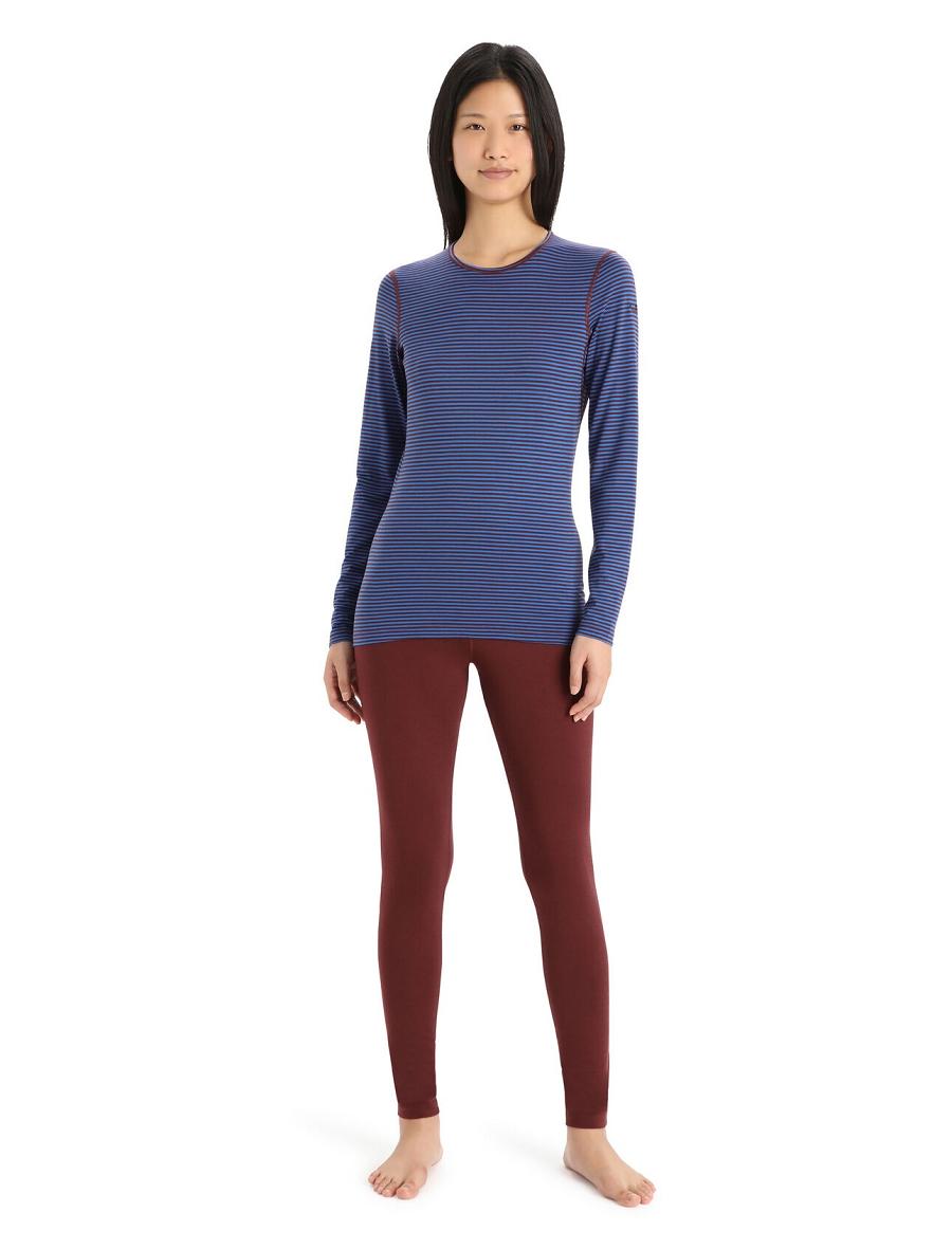 Une pièce Icebreaker Merino 200 Oasis Long Sleeve Crewe Thermal Top Femme Bleu | FR 1763XYUF